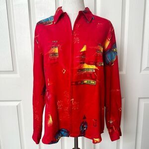 Chico’s red Japanese   print jacket